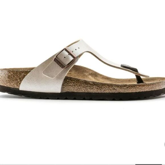 Birkenstock Gizeh Birko-Flor - Graceful Pearl White SIZE 37 /6- 6.5 NWOT - Picture 5 of 12